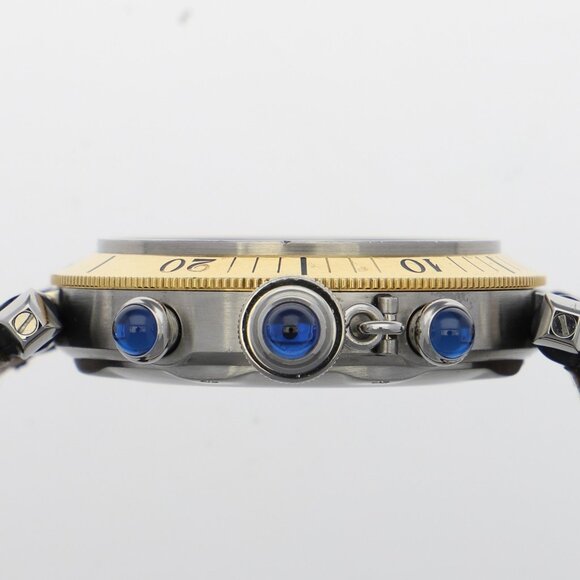 WATCH CARTIER W3101155 Pasha Chrono Silver YG/SS/leather QZ - Picture 3 of 7